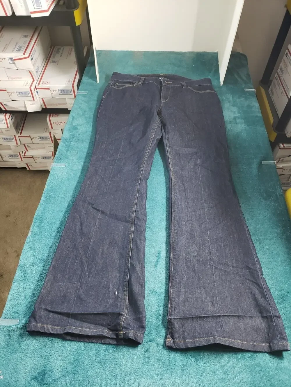Loft Jeans Size 10 Women Blue Pants Denim Stretch Mid Rise Curvy Flared Wide Leg